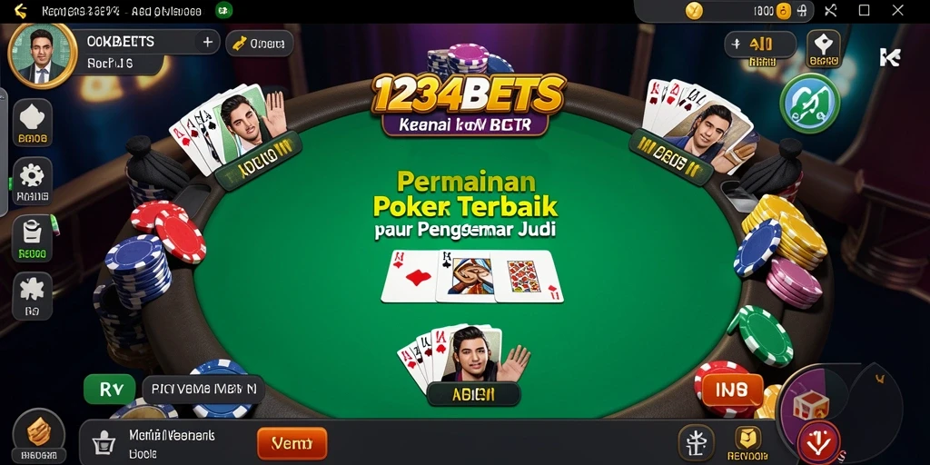 Tampilan gameplay Poker yang mendebarkan di 1234BETS.