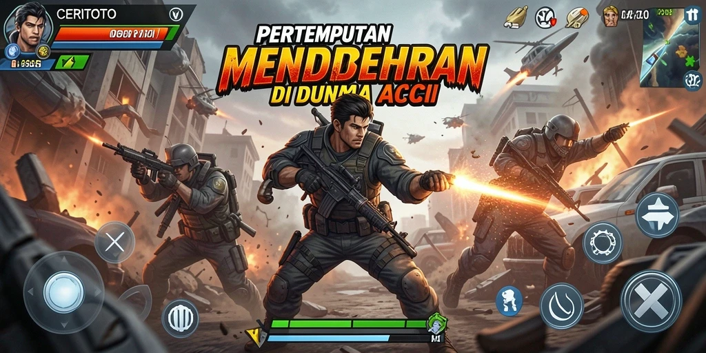 Screenshot CERITOTO menampilkan karakter dalam pertempuran penuh aksi.