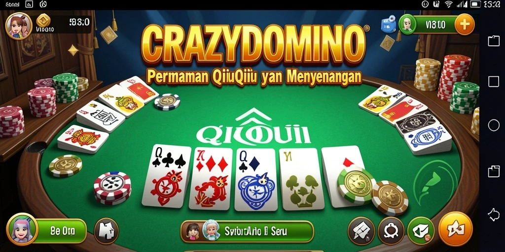Screenshot utama CRAZYDOMINO menunjukkan gameplay QiuQiu yang mendebarkan.