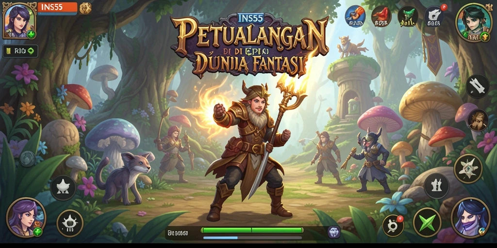 Screenshot dari gameplay INS55 menampilkan pertarungan epik di dunia RPG.